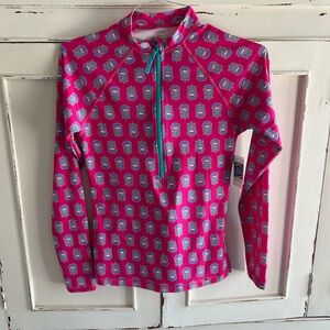 J. Crew Pink and Blue Rashguard with Geometric Pineapple Pattern NWT